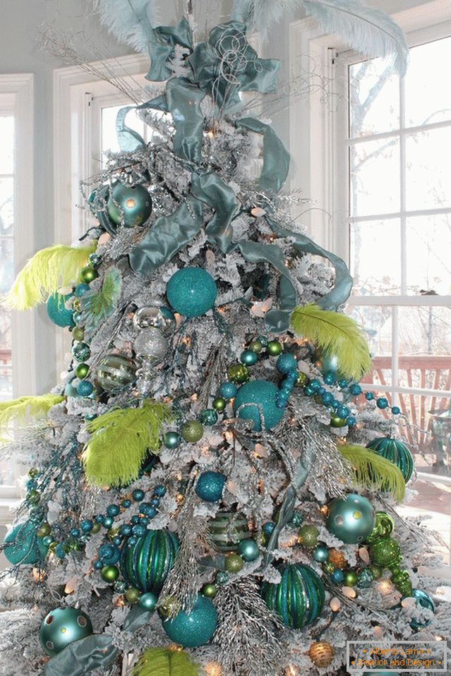 Blue-lime dekoracji drzewa nowego roku