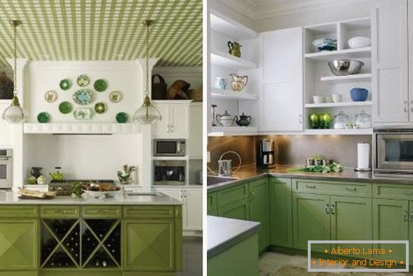 Biała zielona kuchnia - fotografia we wnętrzu