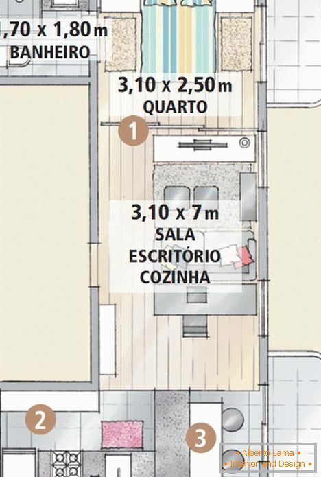 Plan apartamentu w stylu mini-loft