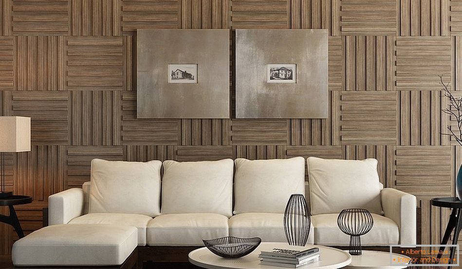 Panele drewniane на стене в интерьере
