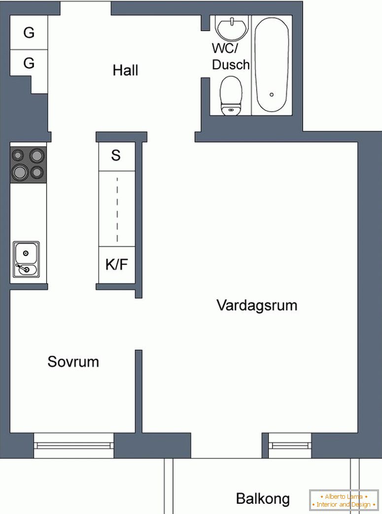 Apartament z 1 sypialnią i balkonem