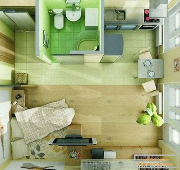 projekt małego jednopokojowego mieszkania, fot. 28