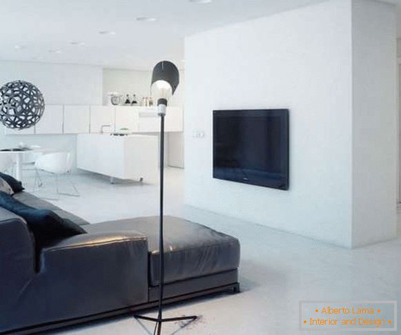 Projekt jednopokojowego apartamentu typu studio w stylu minimalizmu