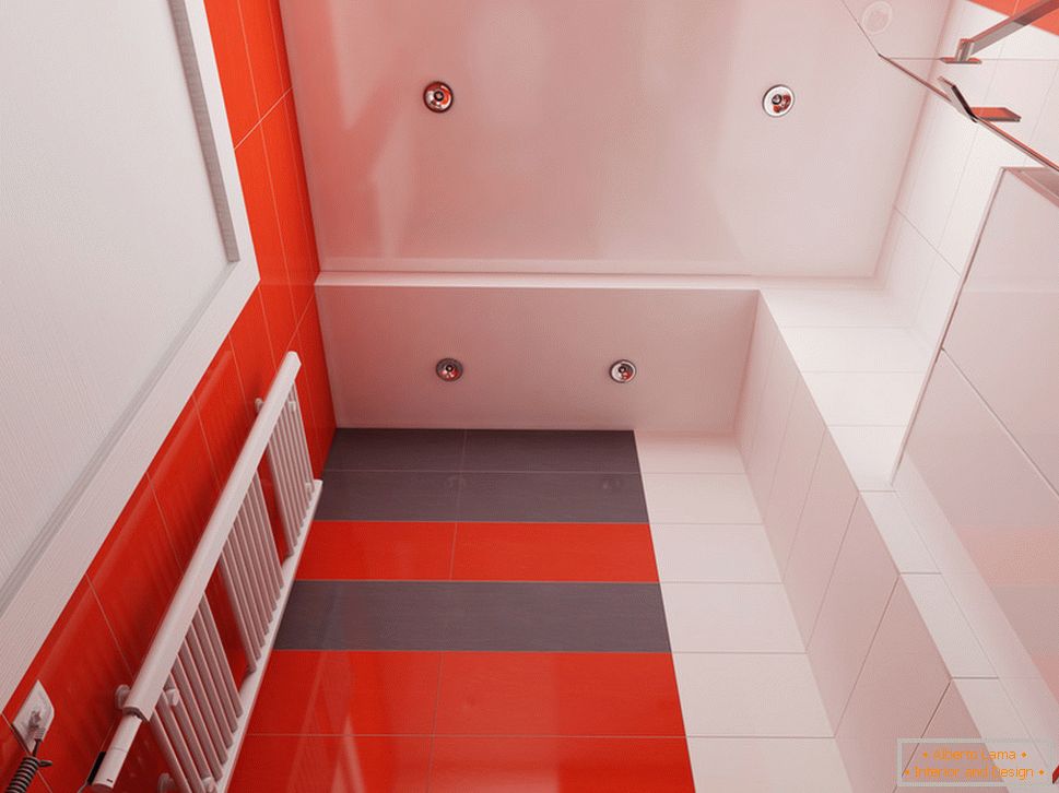 Projekt łazienki z czerwonymi akcentami - фото 3