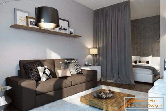 Pomysły na projekt apartamentów typu studio - możliwość podziału sypialni i salonu