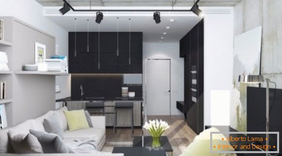 Stylowy apartament typu studio o powierzchni 30 m² w stylu loftu