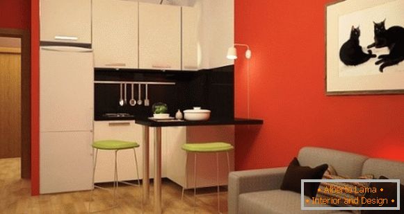 Nowoczesny apartament typu studio 25 mkw. - salon z kuchnią fotograficzną