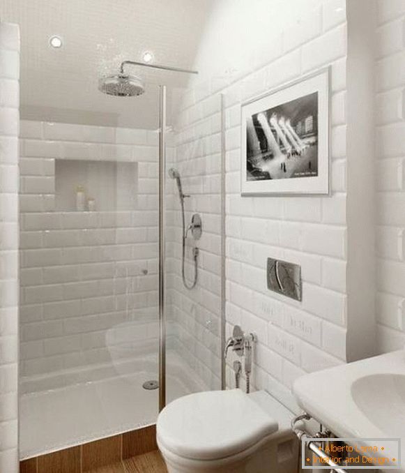 Projekt połączonej łazienki - zdjęcie z kabiną prysznicową