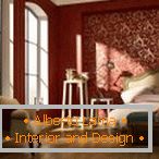Przestronna sypialnia w kolorze burgundowym