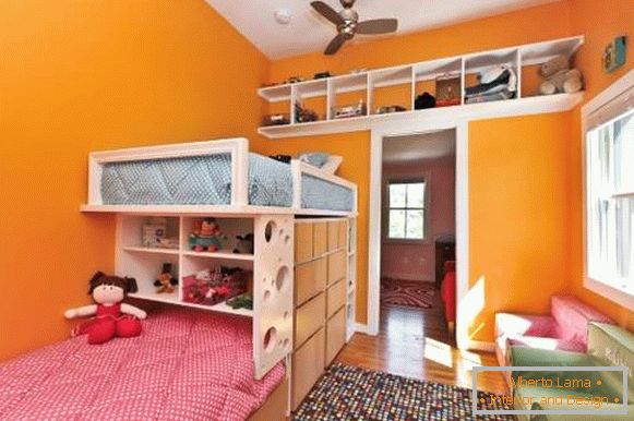 Projekt jednopokojowego mieszkania z dwójką dzieci - wnętrze przedszkola