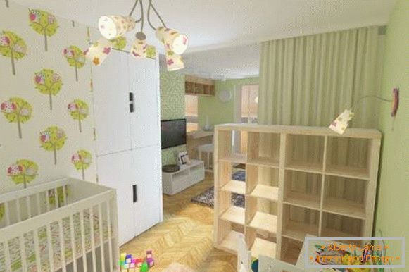 Projekt jednopokojowego mieszkania dla rodziny z dzieckiem