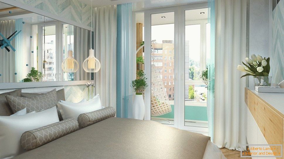 Sypialnia z panoramicznymi drzwiami na balkon