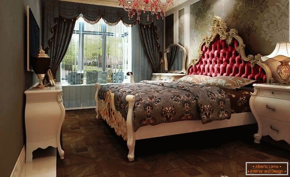 Tkaniny do dekoracji ścian i masywne zasłony doskonale sprawdzają się w klasycznych stylach sypialni