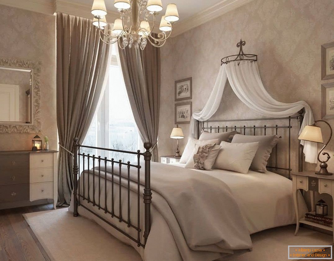 Romantyczny wystrój sypialni w stylu klasycznym
