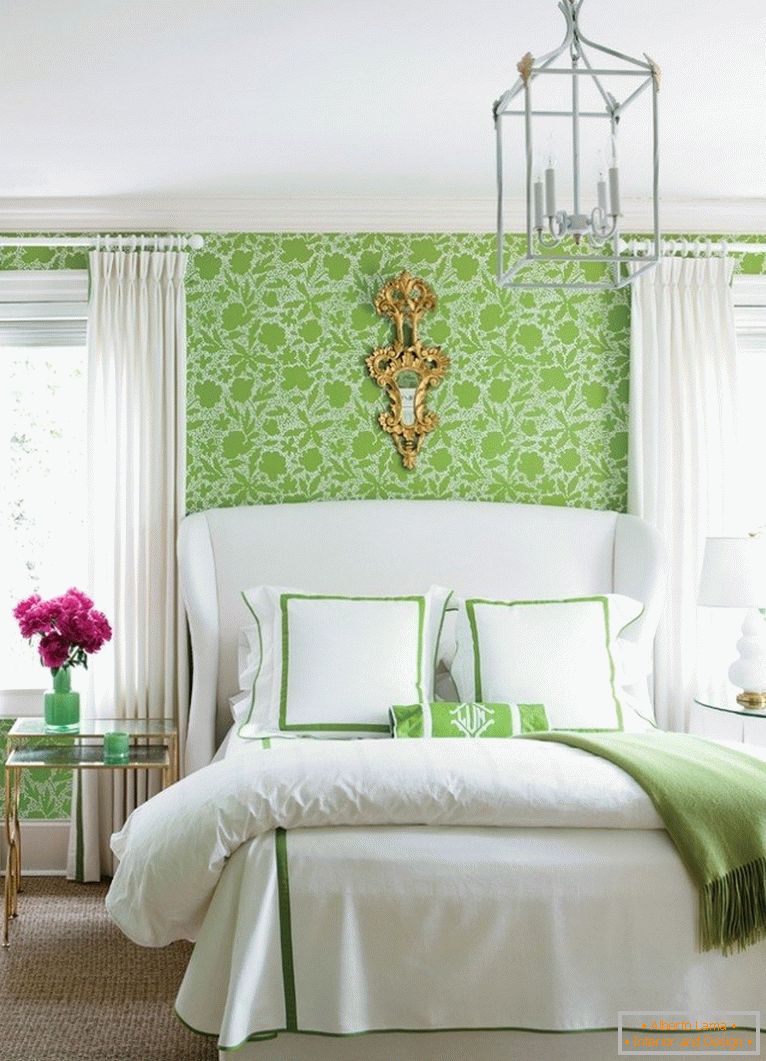 Akcesoria w sypialni są zielone