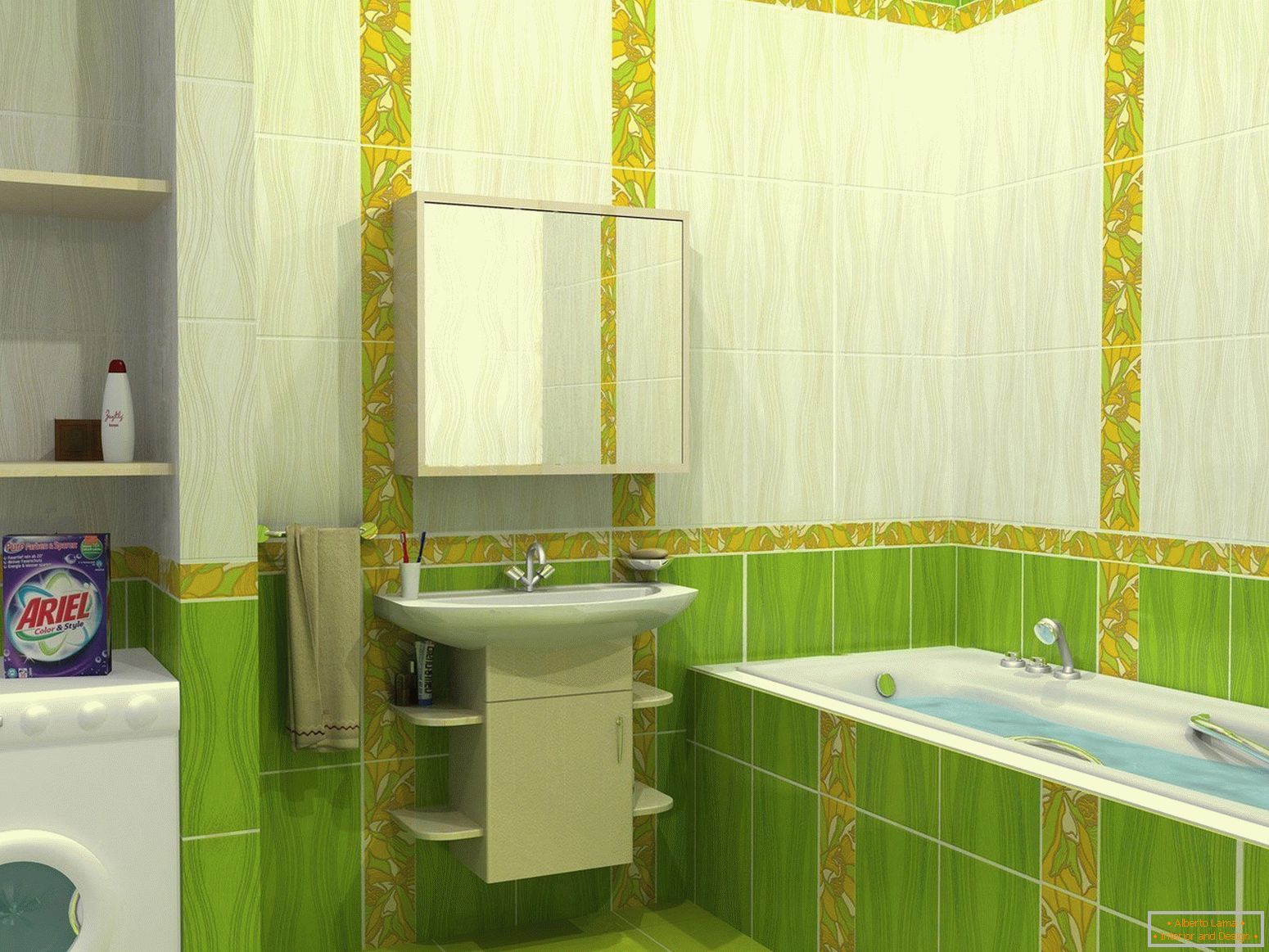Projekt łazienki w odcieniach zieleni
