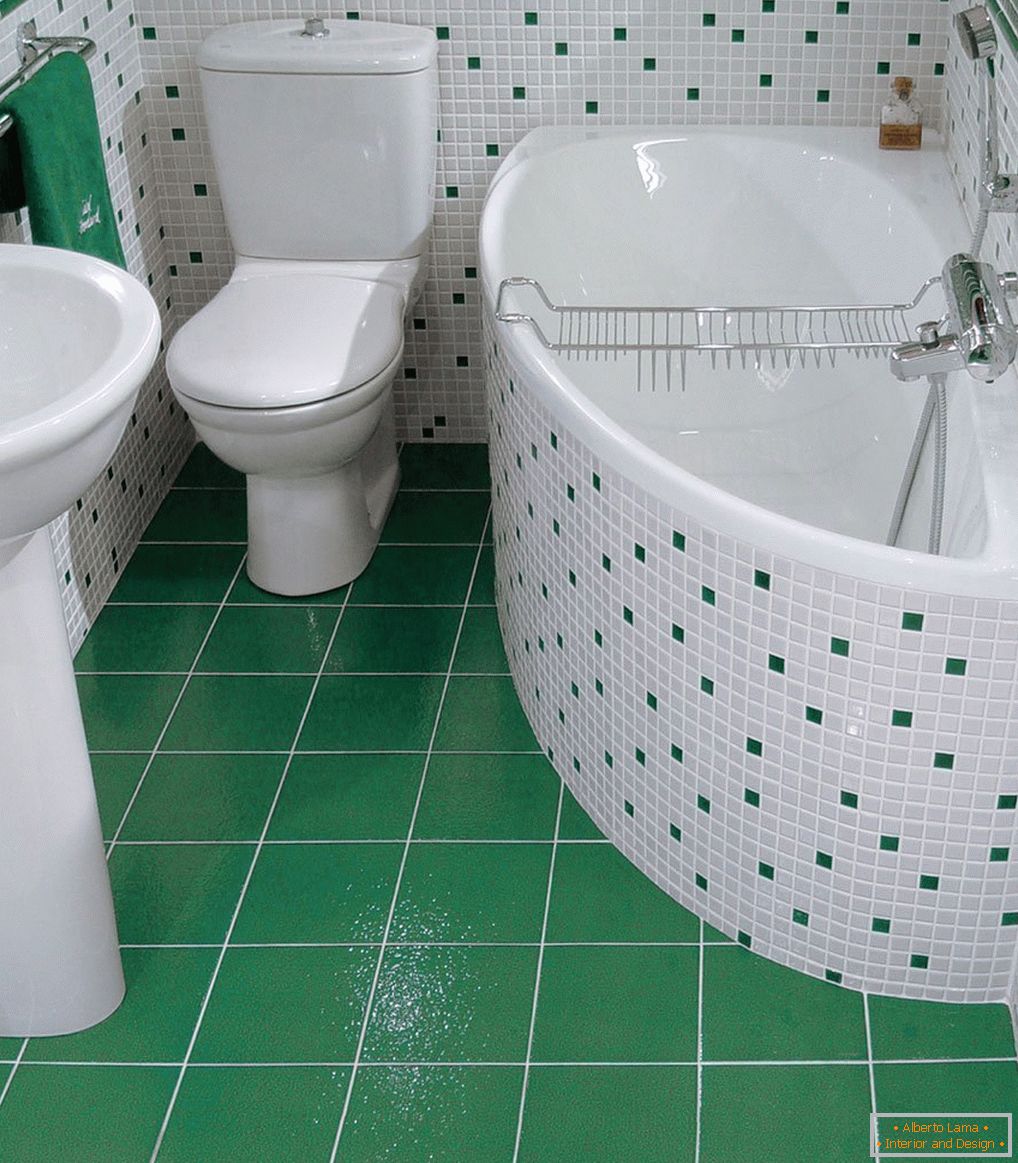 Zielona i biała łazienka