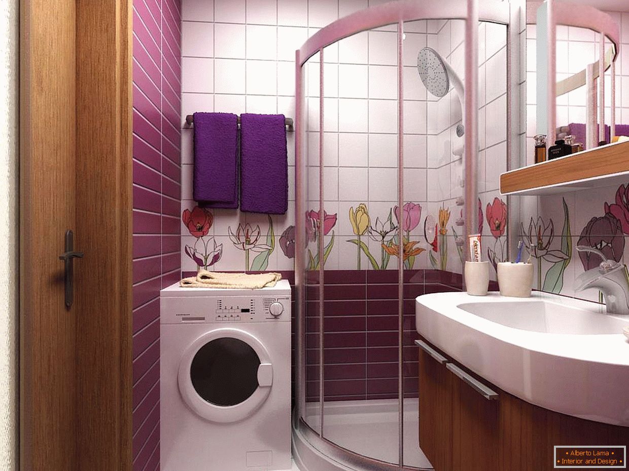 Fioletowy wystrój łazienki