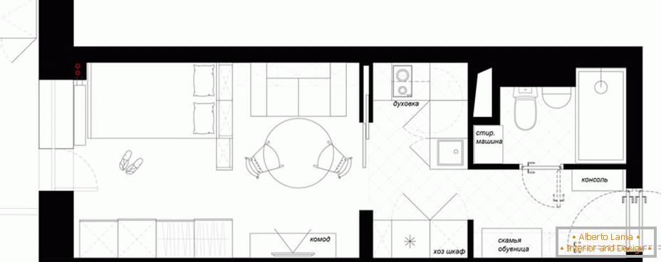 Plan aranżacji mebli w apartamencie typu studio