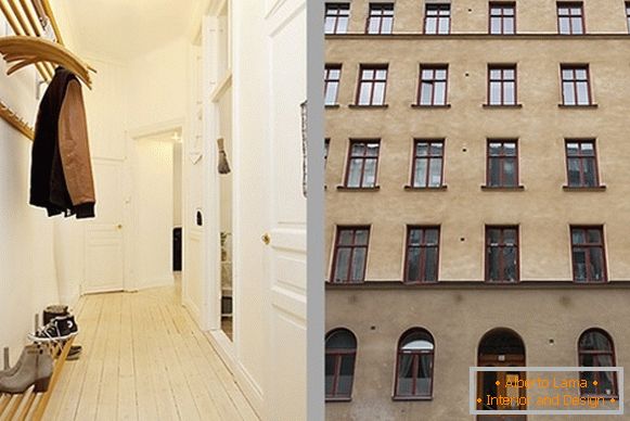 Wnętrze mieszkania przedpokoju w Szwecji