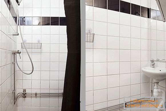 Wnętrze komfortowego mieszkania z prysznicem w Szwecji