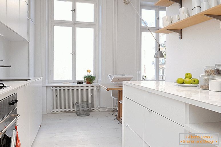 Kuchnia luksusowych małych apartamentów w Szwecji