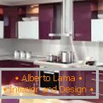 Stylowy design fioletowej kuchni na mieszkanie