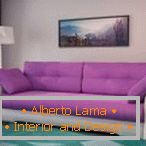 Szaro-liliowa sofa