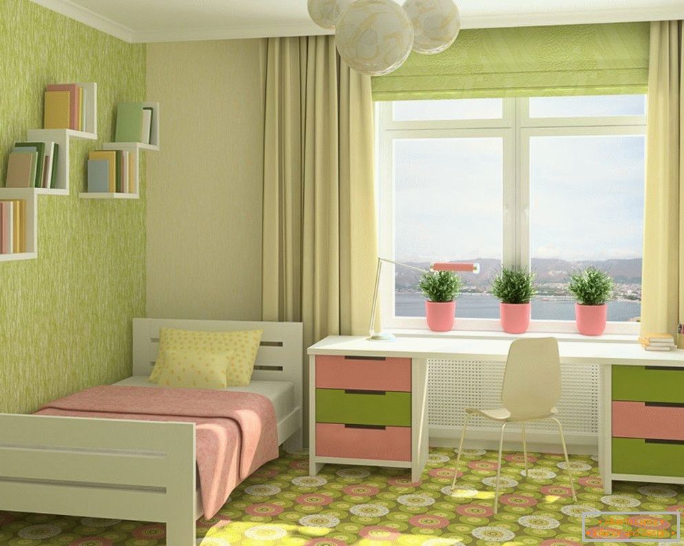 Połączenie różowego i pistacjowego w pokoju dziecięcym