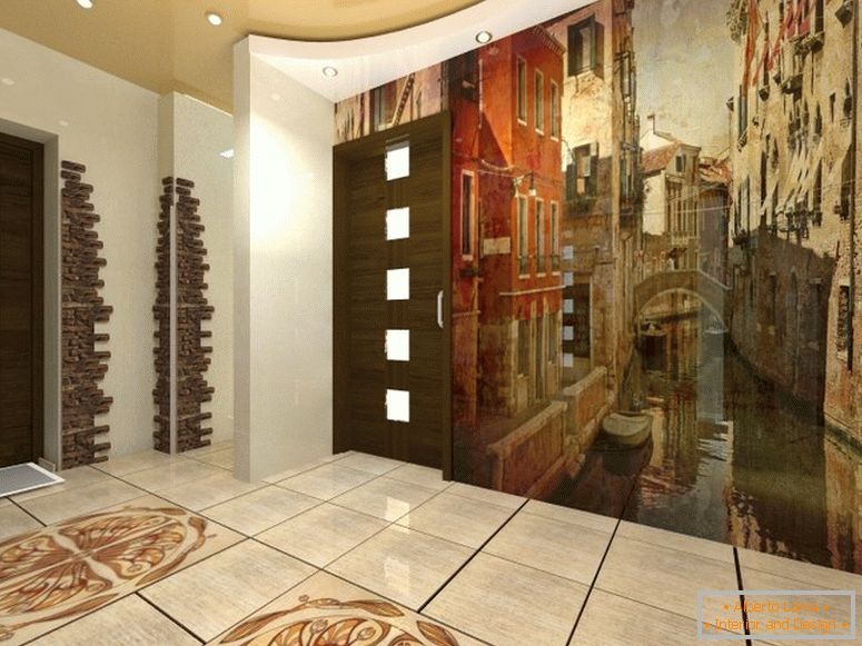 Piękny projekt korytarza z freskami