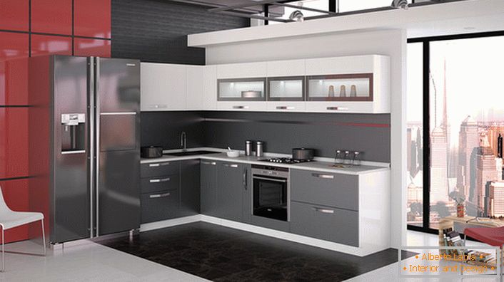 Meble modułowe w kuchni w stylu high-tech. Udane rozwiązanie do organizacji przestrzeni kuchennej. 