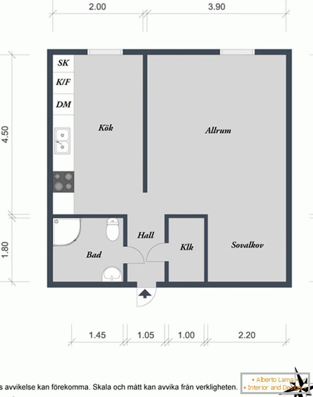 Układ małego mieszkania w Goteborg