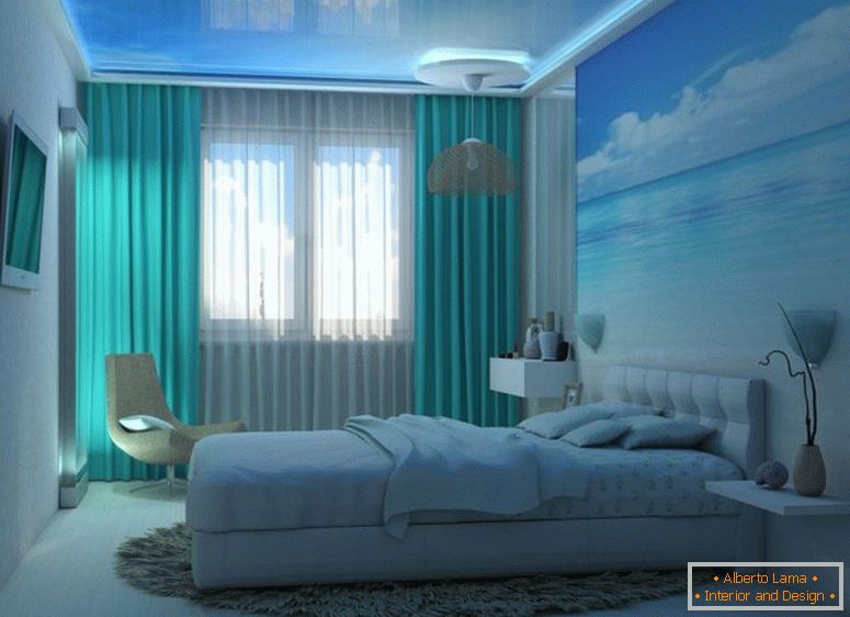 kombinacja koloru niebieskiego we wnętrzu-sypialnia-symbol