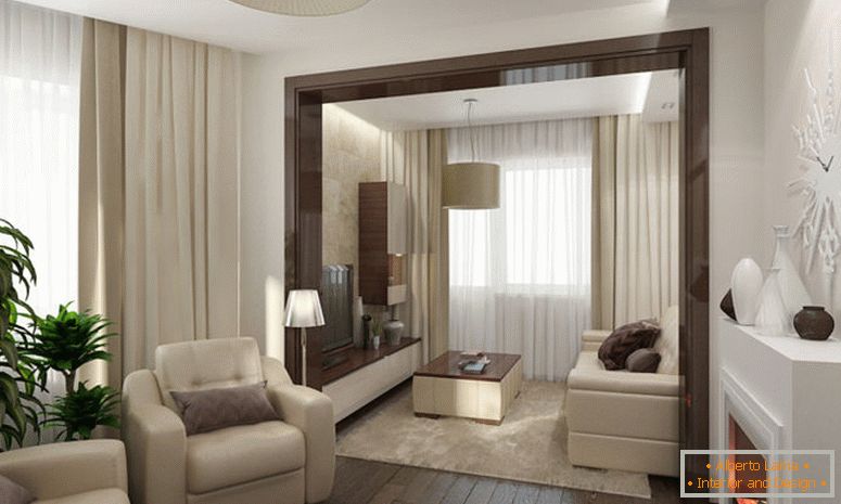 sypialnia-salon z dwoma oknami podzielona przez funkcje