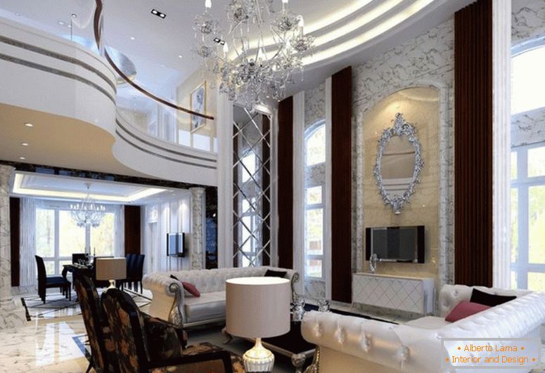neoklasycystyczny styl-willa-salon-jadalnia-model-pokój