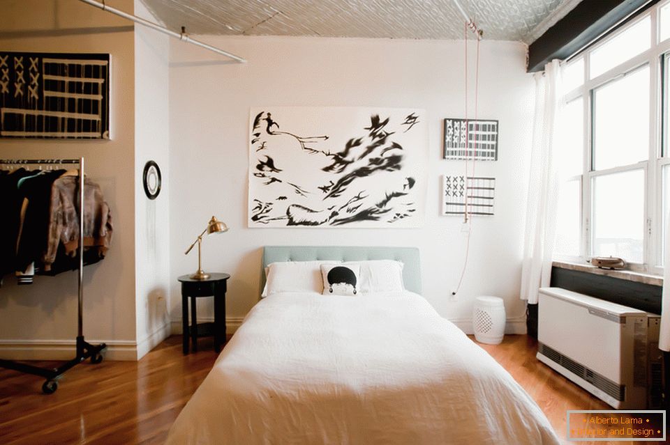 Sypialnia stylowy apartament na Brooklynie