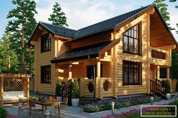 Dworek w stylu rustykalnym z domu z bali - wybór większości współczesnych właścicieli nieruchomości na wsi.
