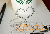 Ilustracje Tomoko Sintani na okularach Starbucks