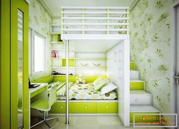 зелёный wnętrze sypialni dziecięcej для двух девочек