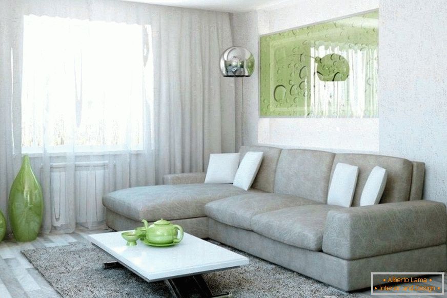Sypialnia-salon z narożną rozkładaną sofą
