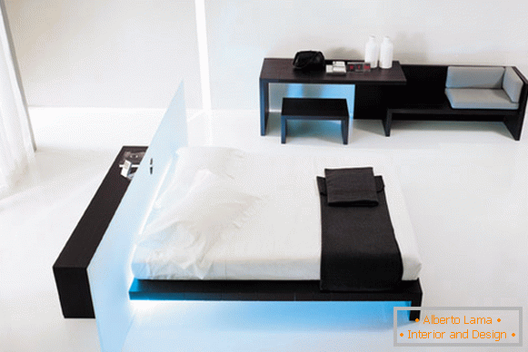Ultra-nowoczesna sypialnia w stylu high-tech