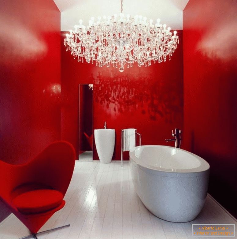 fajne niedrogie łazienki-przebudowujące-pomysły-do-łazienki-z dużymi-żyrandolami-lampy-i-czerwone-malowanie-akcent-ściany-również-klasyczne-luksusowe-lampy wiszące-dekorowanie-inspiracje