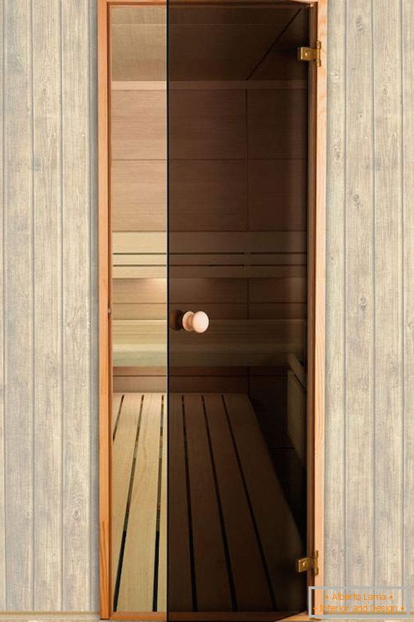 Szklane drzwi do sauny i sauny z pięknymi pętlami