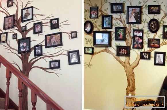 Pomysły na dekorowanie ścian ze zdjęciami - drzewo genealogiczne