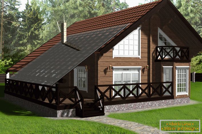 Projekt domu wiejskiego w skandynawskim stylu jest dziełem dyplomowym absolwenta wydziału projektowania Uniwersytetu Moskiewskiego.