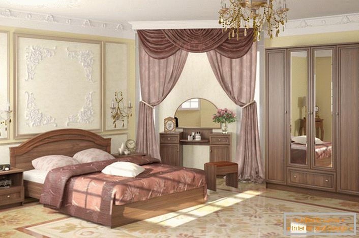Eleganckie meble modułowe w klasycznym stylu na szlachetną, luksusową sypialnię.