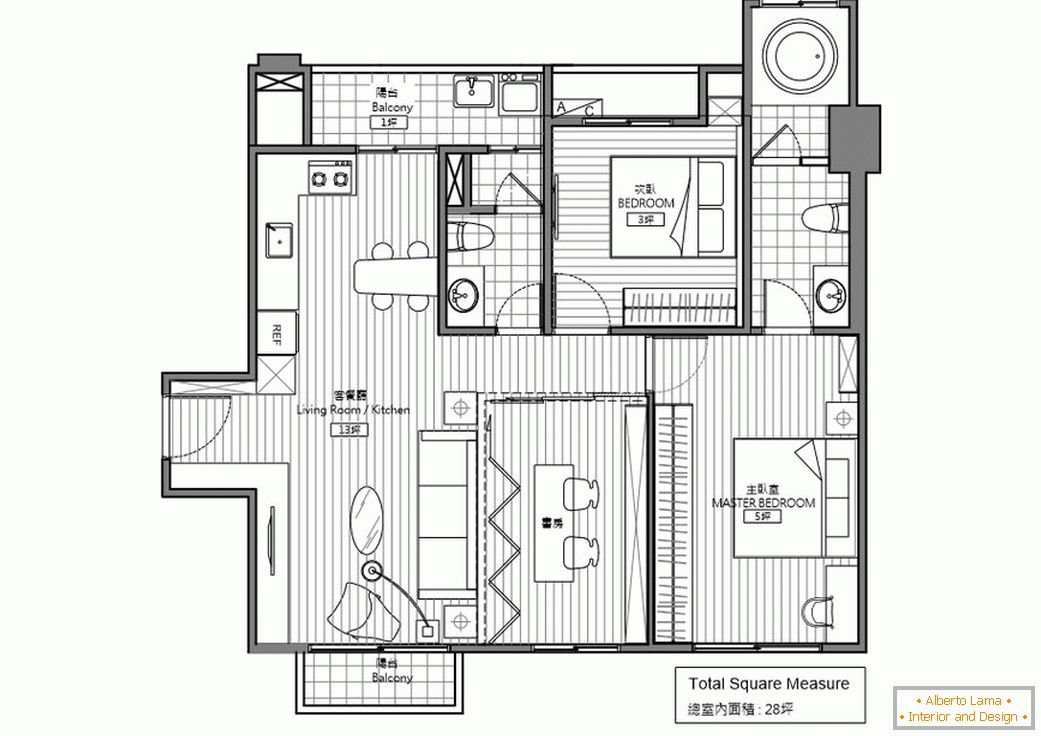 Układ kompleksu mieszkalnego Bachelor's Apartment