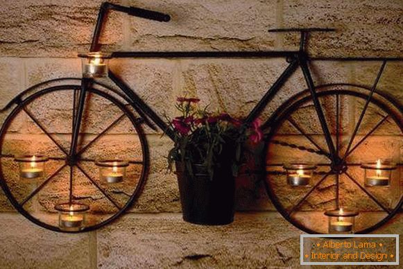 Kreatywny kute świecznik Rower - zdjęcie na ścianie