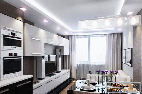 Prostokątny salon kuchenny o powierzchni 20 m², fot. 18