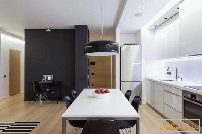 Kuchnia i jadalnia w apartamencie typu studio